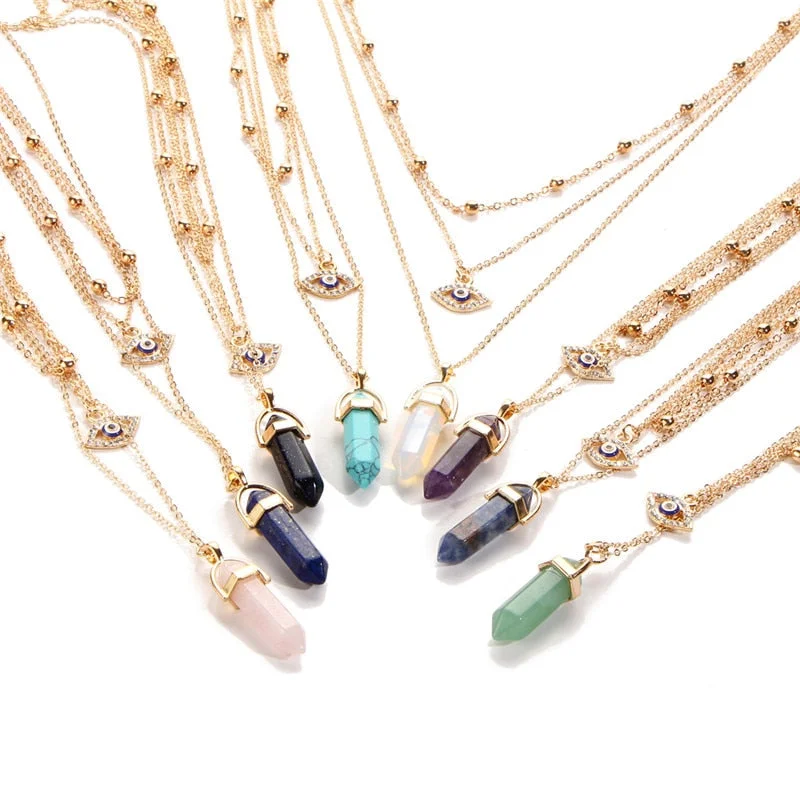 Women's healing crystal necklaces-Eye of Protection Crystal Necklace