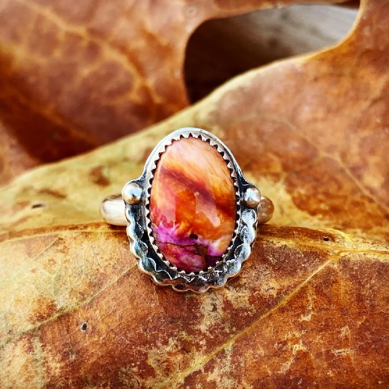 Women's evil eye rings-"Sunset" // Pink Starburst Ring // Size 7.5