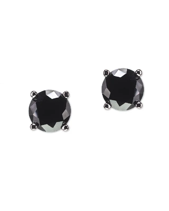 Women's engagement rings-Classic Black CZ Pierced Stud Earring