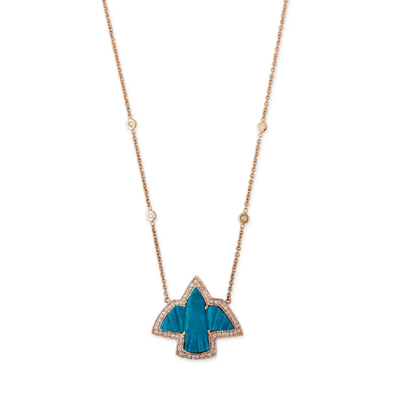 Women's friendship necklaces-PAVE SMALL TURQUOISE THUNDERBIRD NECKLACE