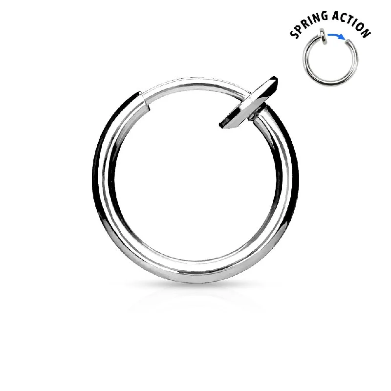 Women's engagement rings-Titanium High Polish Spring-Action Fake Septum/Nose/Ear Hoop - S679