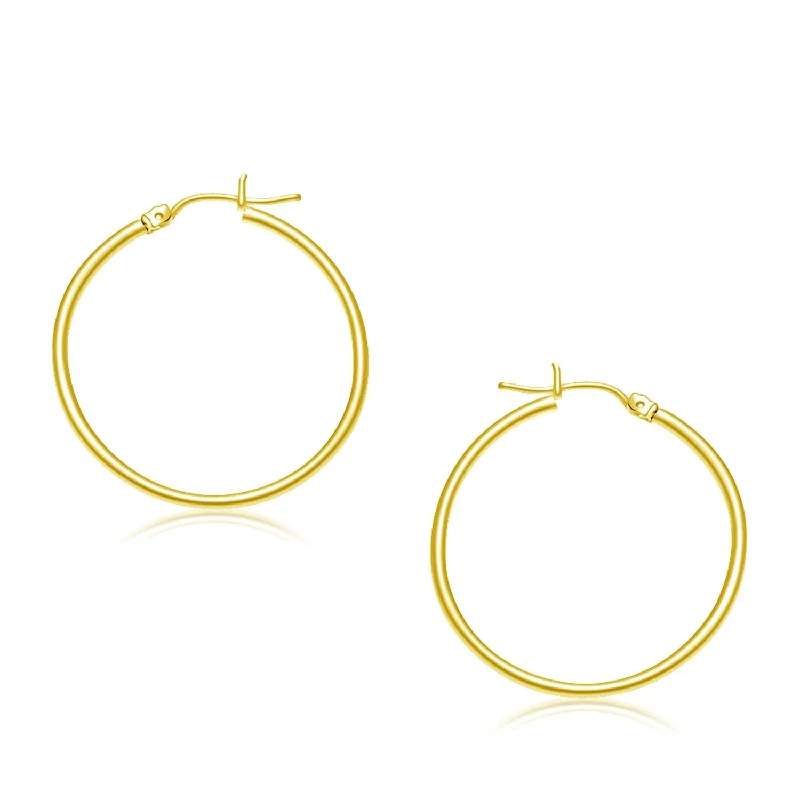 Women's modern design earrings-14k Yellow Gold Polished Hoop Earrings (2x30mm)