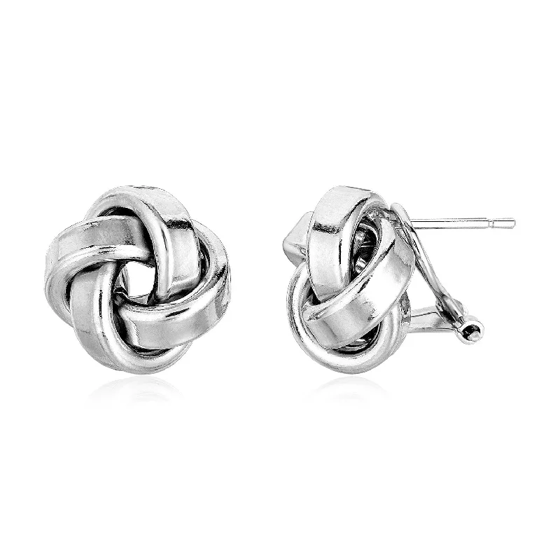 Women's clip-on earrings-Large Sterling Silver Polished Love Knot Earrings(13mm)