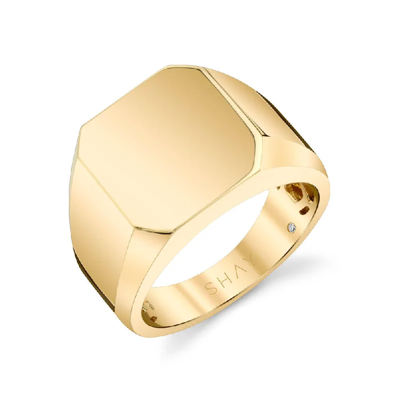 Women's mother-daughter rings-MEN'S SOLID GOLD SIGNET RING