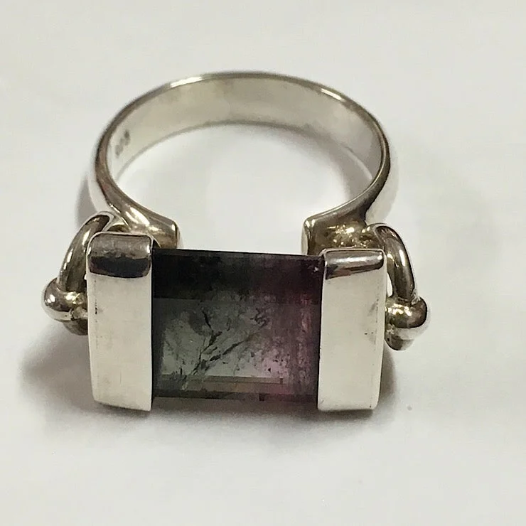 Women's astrology rings-FLUORITE AND STERLING SILVER RING