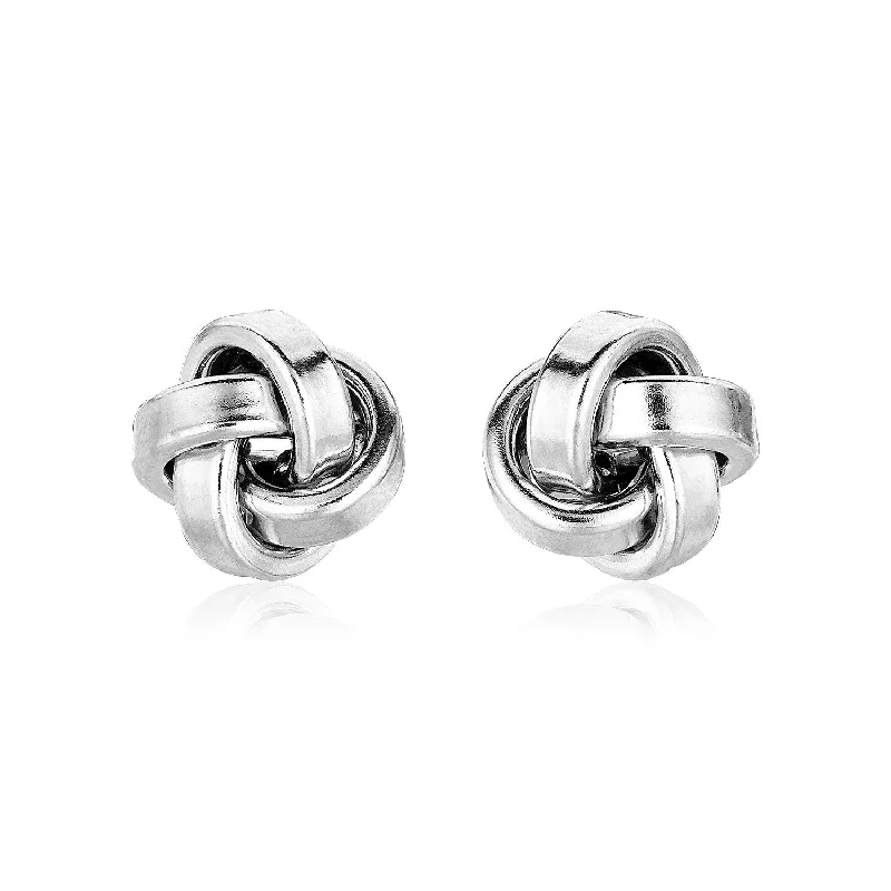 Women's elegant earrings-Sterling Silver Polished Love Knot Earrings(10mm)