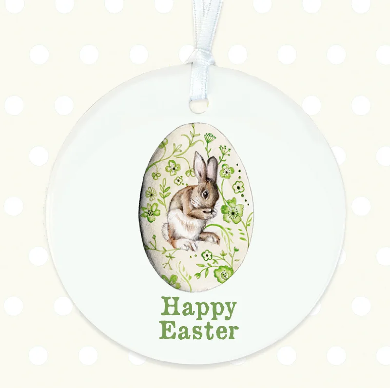 Women's Mother's Day rings-Happy Easter Egg  Bunny Ceramic Hanging Decoration - Perfect for Spring Celebrations