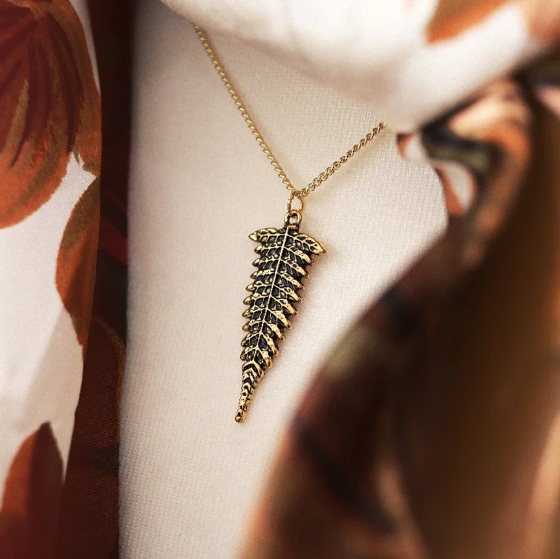 Women's gift necklaces-Winter's Forest Fern Leaf Boho Necklace Gold / Rose Gold