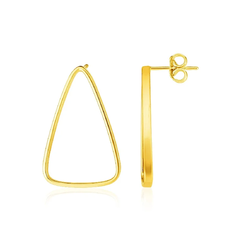 Women's casual earrings-14k Yellow Gold Polished Open Triangle Post Earrings