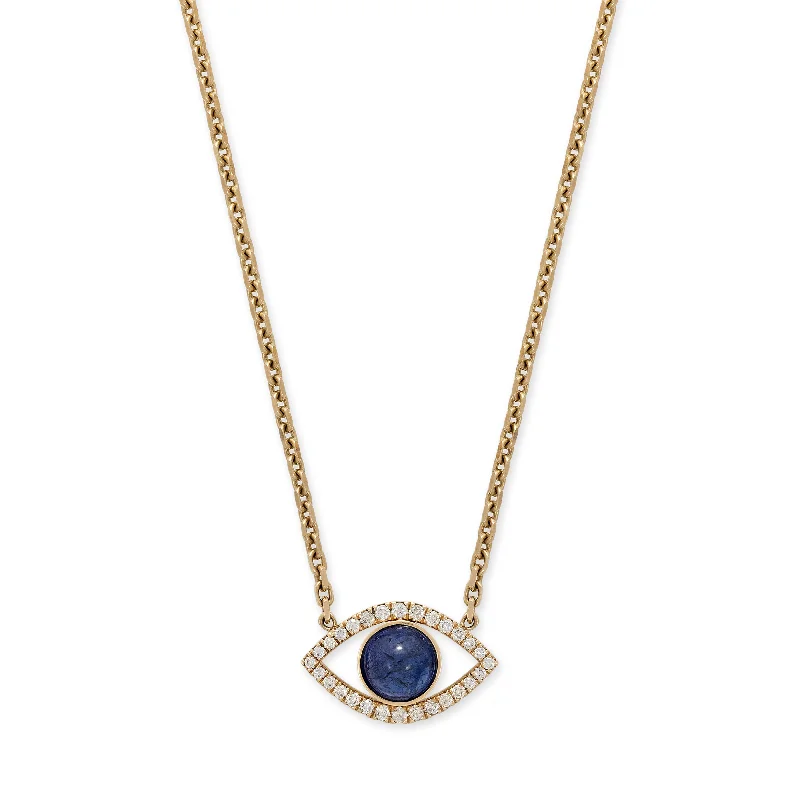 Women's modern design necklaces-LARGE PAVE OPEN EYE TANZANITE CENTER NECKLACE