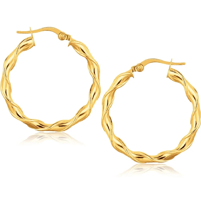 Women's healing crystal earrings-14k Yellow Gold Hoop Earrings (25mm)