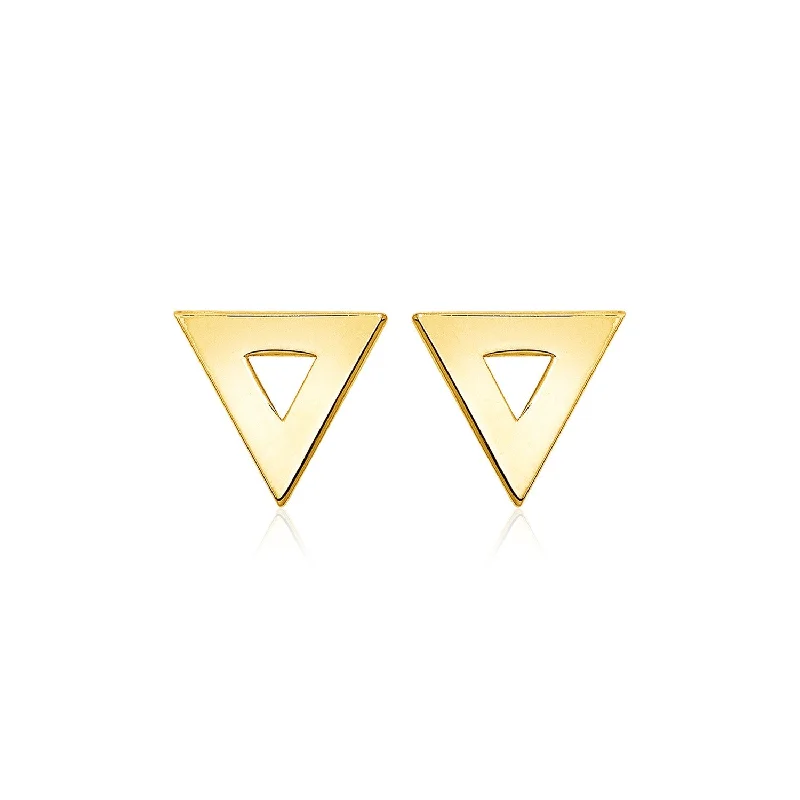 Women's sustainable earrings-14k Yellow Gold Polished Open Triangle Post Earrings