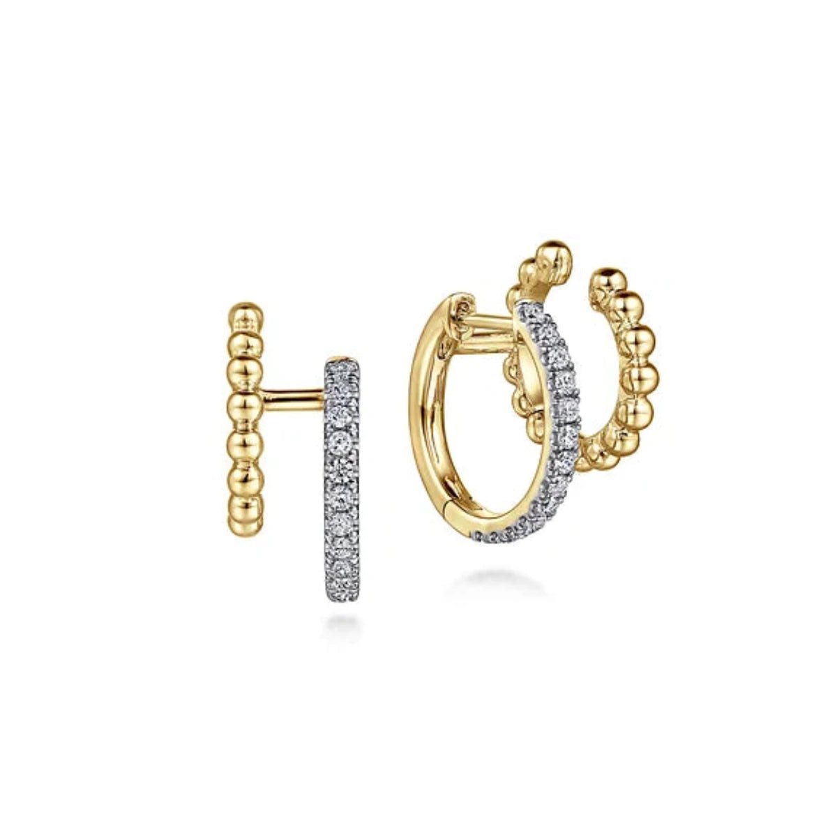 Luxury women's rings-14K Y Gold 0.35ctw Diamond Huggie Cuff Earring