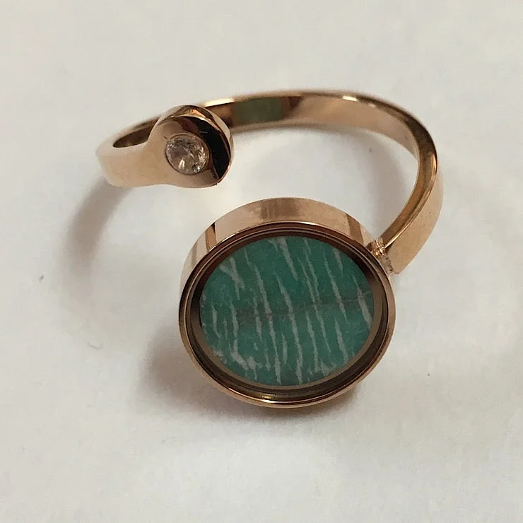 Women's art deco rings-AMAZONITE ADJUSTABLE RING