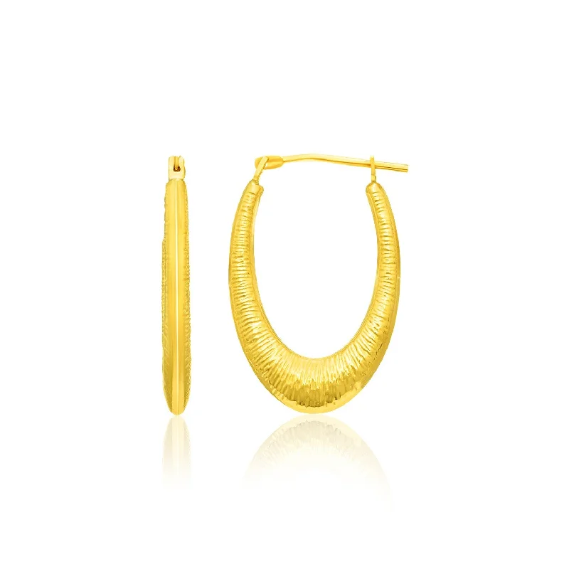 Women's zodiac earrings-14k Yellow Gold Hoop Earrings in a Graduated Texture Style