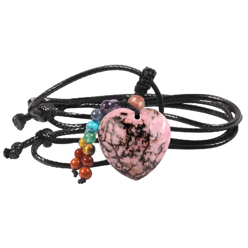 Custom women's necklaces-Higher Love 7 Chakra Rhodonite Necklace