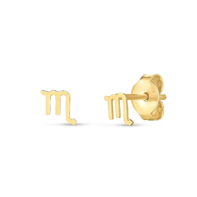 Women's exclusive earrings-14k Yellow Gold Scorpio Stud Earrings