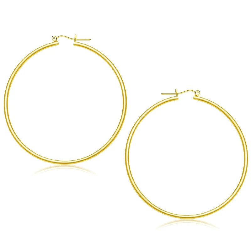 Women's emerald earrings-14k Yellow Gold Polished Hoop Earrings (2x55mm)