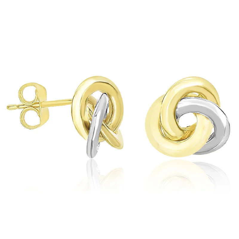 Women's titanium earrings-14k Two-Tone Gold Shiny Intertwined Open Circle Earrings