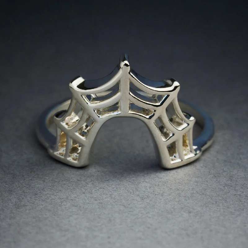 Women's titanium rings-Spider Web Halo Ring