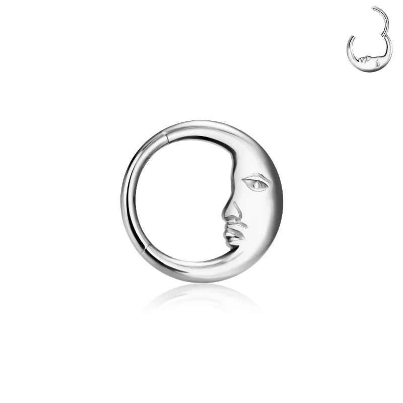 Women's travel rings-Titanium High Polish Half Face Hinged Septum/Daith Ring - TI-224