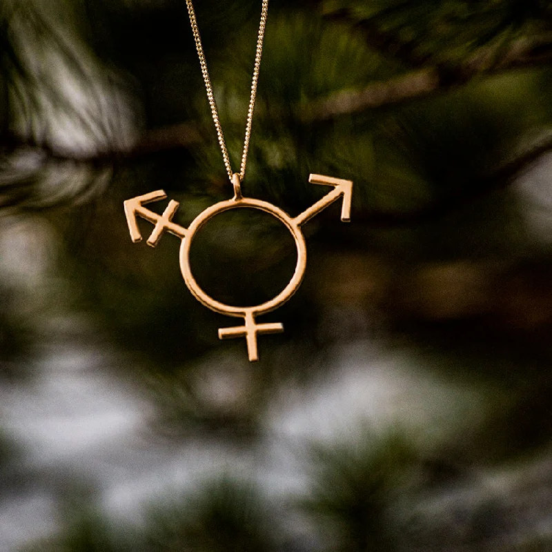 Women's symbolic necklaces-Marsha & James - Trans Symbol Necklace Bronze