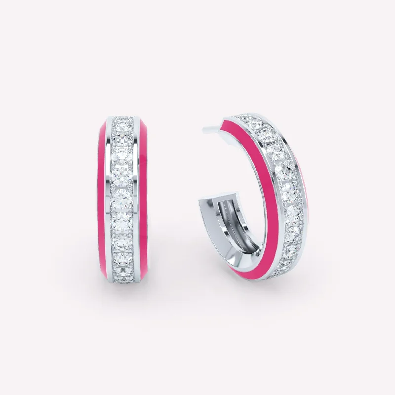 Women's silver rings-Eternity Pink 18K Hvidguld Øreringe m. Lab-Grown Diamanter