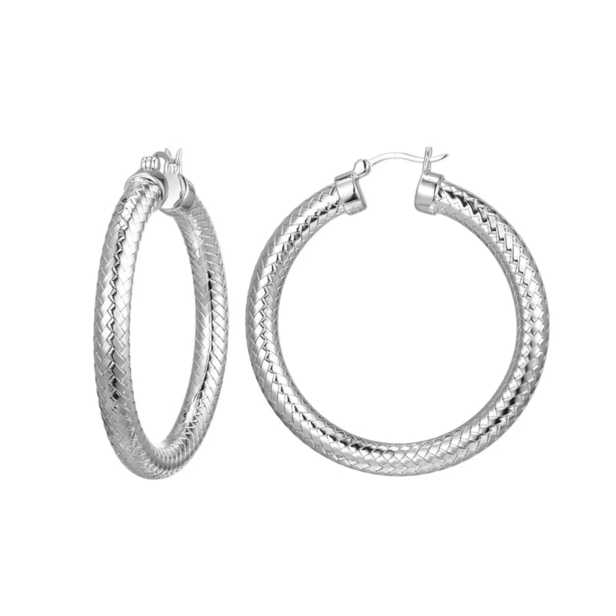 Designer women's rings-SS 45MM Mesh Hoop Earring