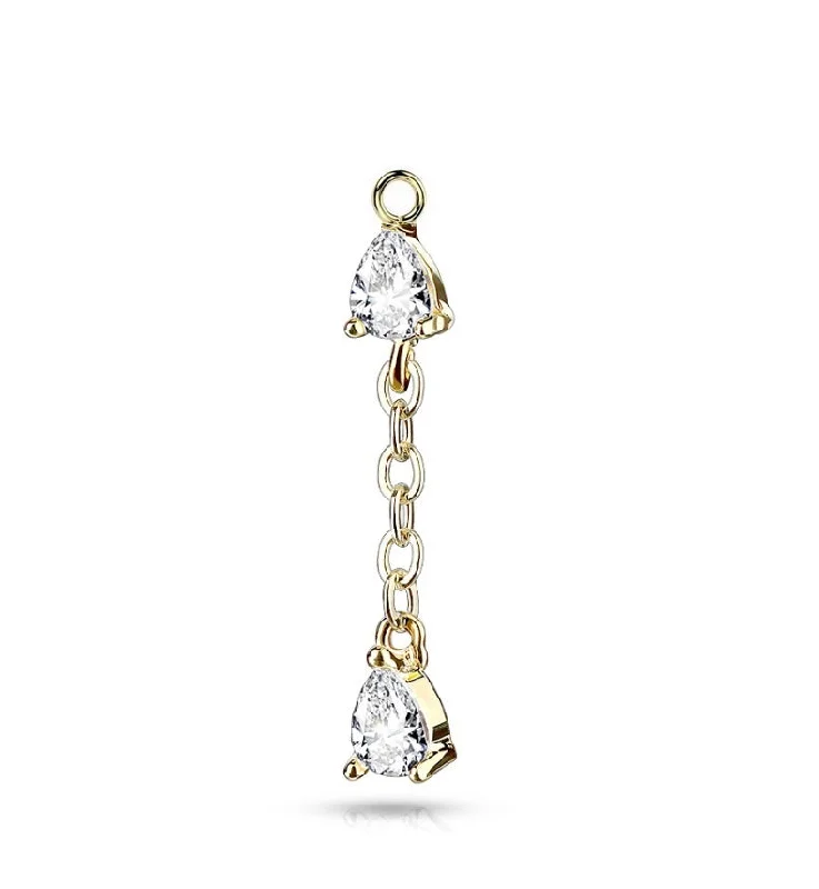 Women's anniversary rings-Gold Jewelled Dangle Charm for Hinged Ring - CHARM37A