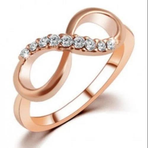 Women's everyday rings-Alloy Rose Gold Plated Fine Jewelry Zircon Ring Infinity Crystal Rings For Women Best Gift CS12,  Best Quality Fashion