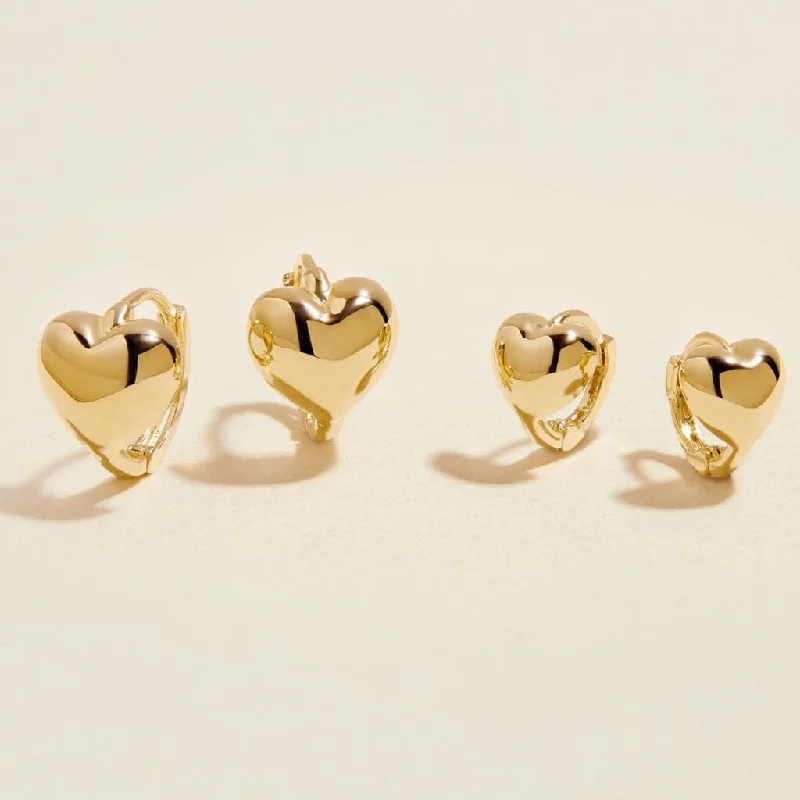 Women's Buddha rings-Bae Boo heart huggie earring set