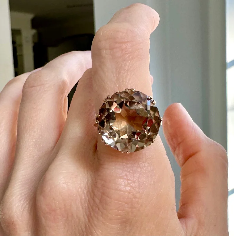 Women's sustainable rings-Antique Smokey Quartz Cocktail Ring