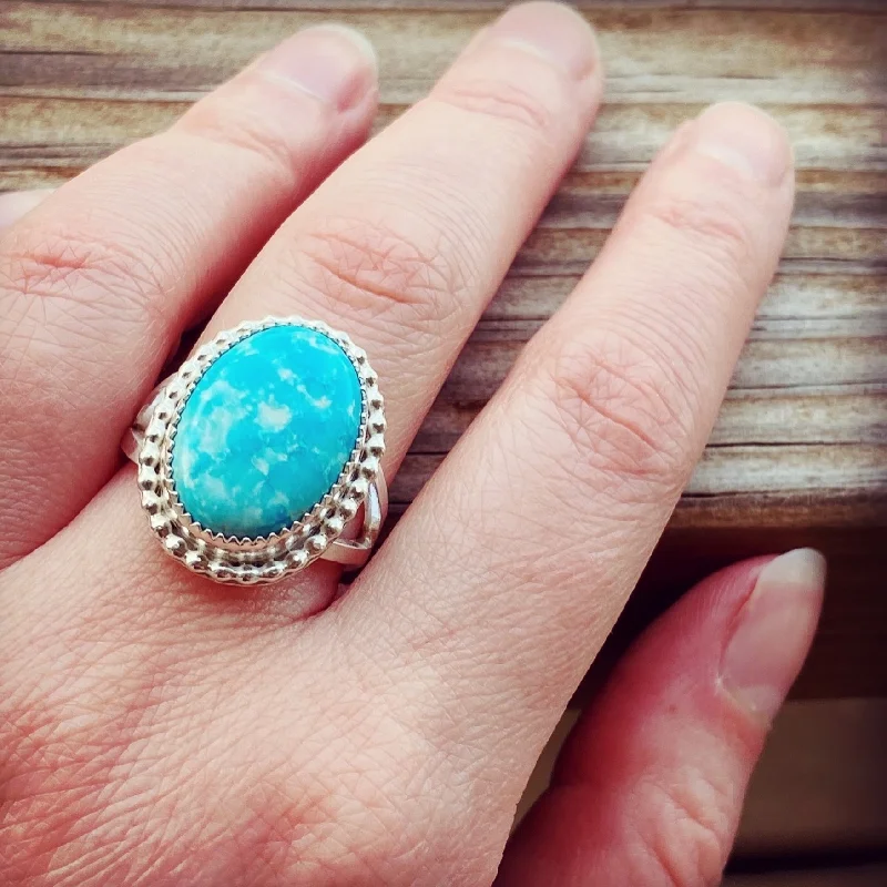 Women's gold-plated rings-"Blue Skies" Sierra Bella Ring // Size 6.75 // Ready to Ship