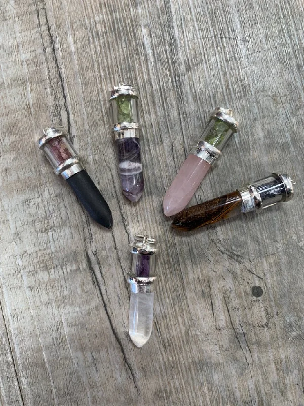 Modern women's necklaces-Gemstone Bullet Necklaces