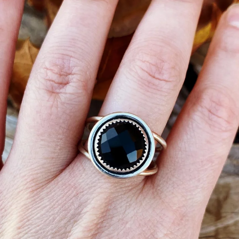 Women's cross rings-Black Onyx Ring // Size 10