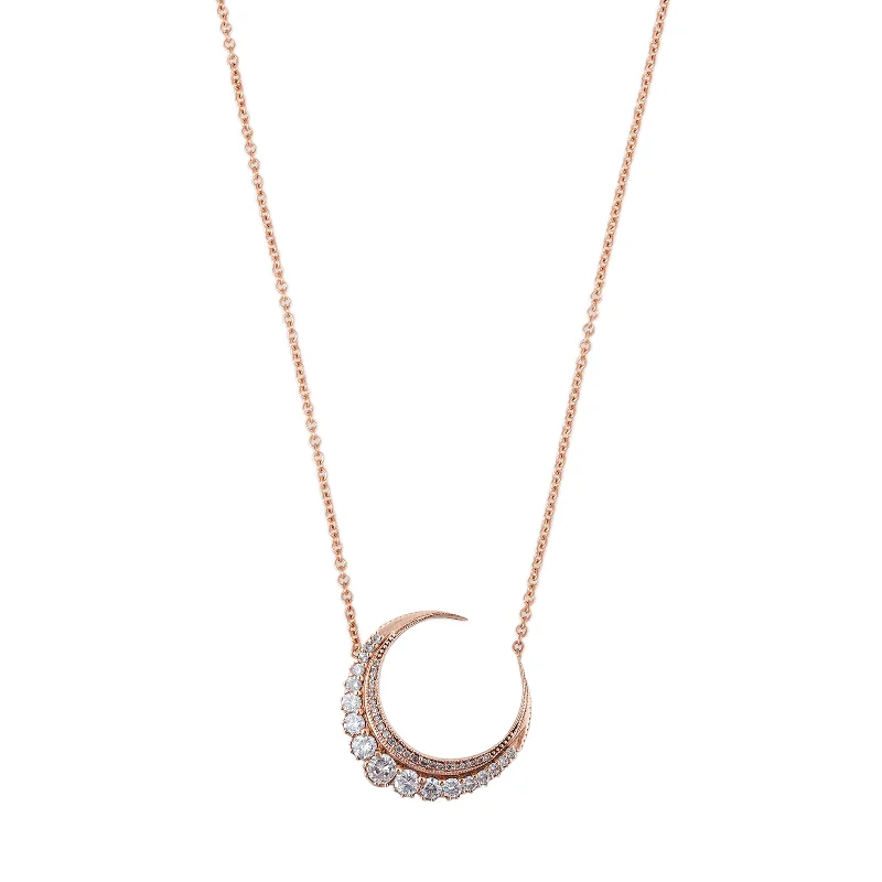 Luxury women's necklaces-SMALL DIAMOND CRESCENT MOON NECKLACE