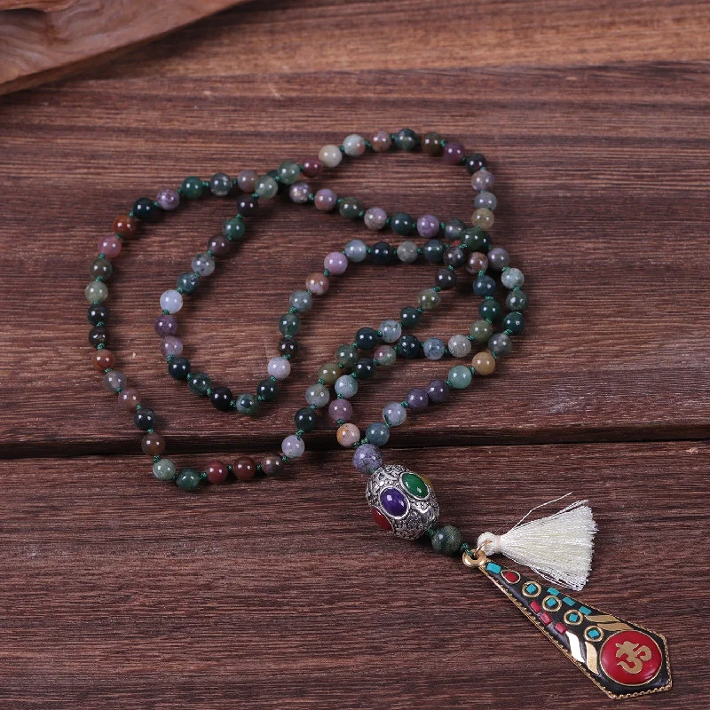 Women's platinum necklaces-Indian Agate Sage Necklace