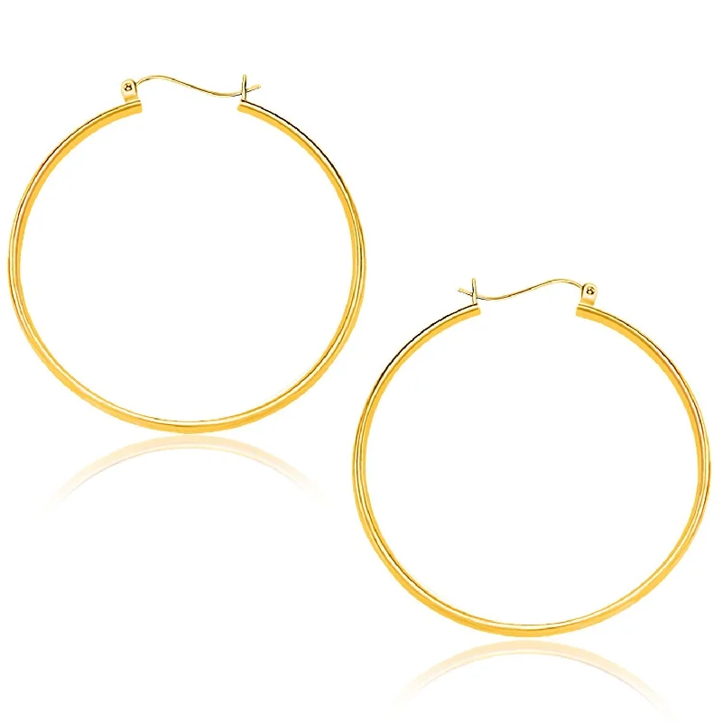 Women's statement earrings-10k Yellow Gold Polished Hoop Earrings (1.5x40mm)