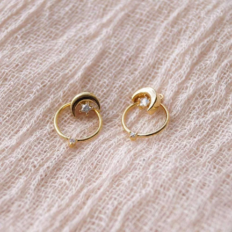 Women's wedding earrings-Crescent and Moon Earrings