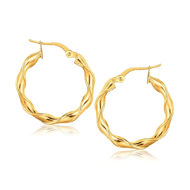 Women's elegant earrings-14k Yellow Gold Hoop Earrings (20mm)