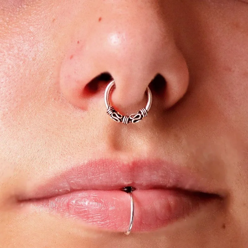 Women's everyday rings-Silver Fake Septum Ring