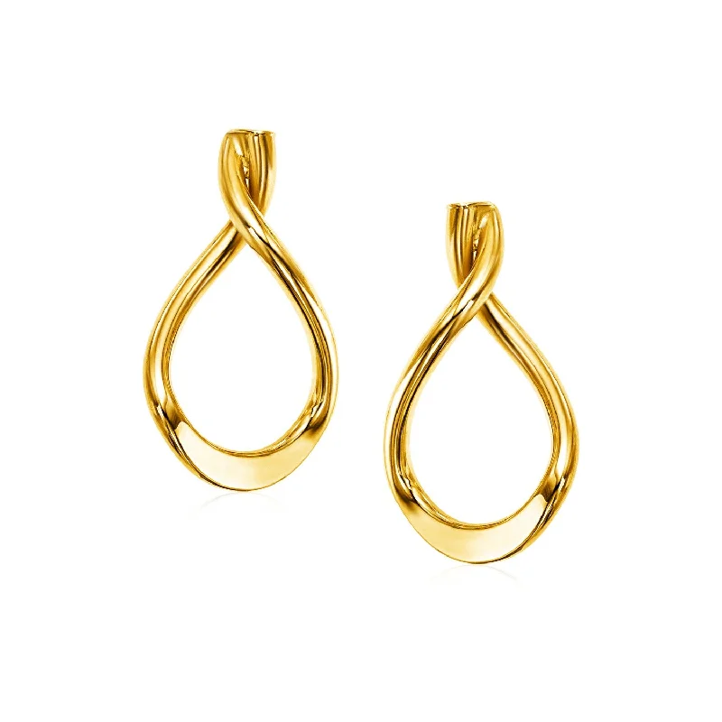 Women's gold earrings-14k Yellow Gold Polished Tear Drop Earrings