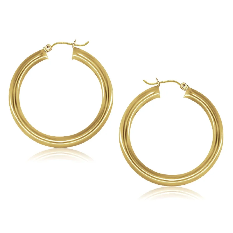 Women's silver earrings-14k Yellow Gold Polished Hoop Earrings (5x40mm)