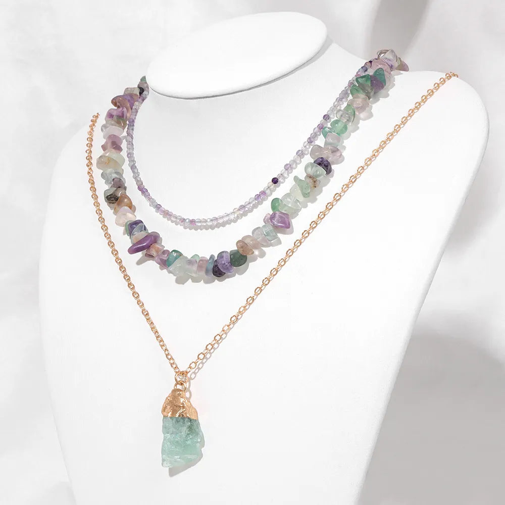 Women's luxury gift necklaces-Rainbow of Transformation Fluorite Necklace Trio