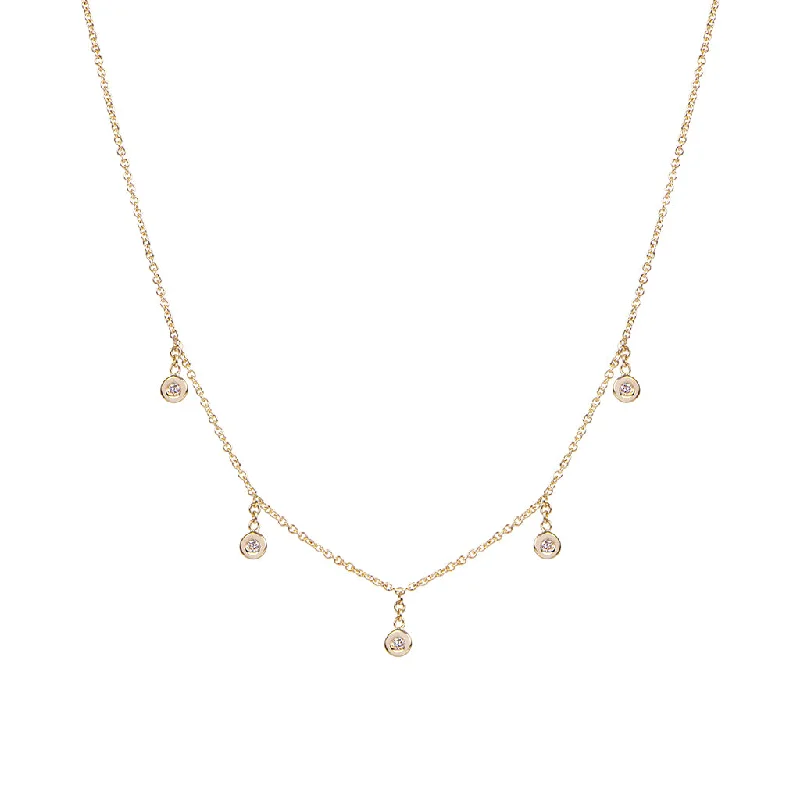 Women's locket necklaces-5 DIAMOND DROP NECKLACE