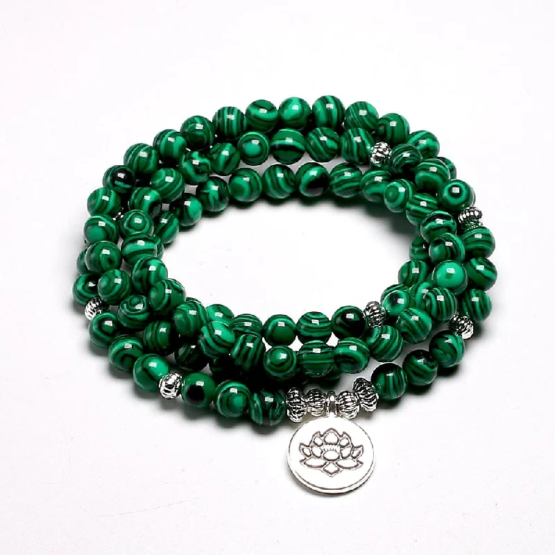 Women's luxury brand necklaces-Strength and Balance Malachite 108 Mala