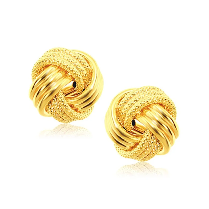 Women's photo earrings-Interweaved Love Knot Stud Earrings in 14k Yellow Gold(12.7mm)