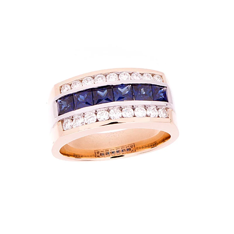 Women's silver rings-Mens Sapphire Ring