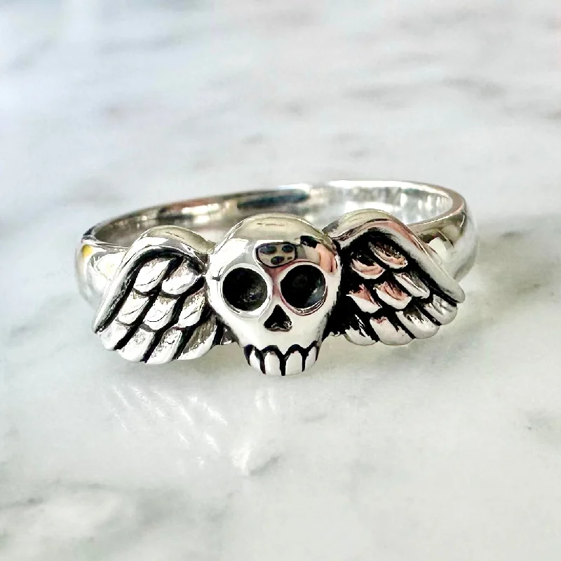 Women's heirloom rings-Winged Skull Ring