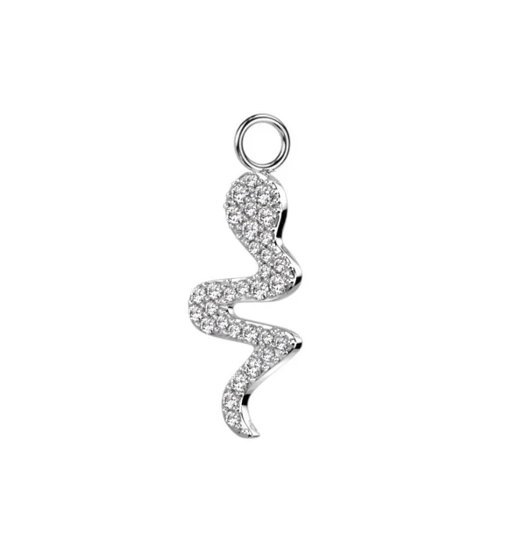 Women's adjustable rings-SS316L Jewelled Snake Dangle Charm for Hinged Ring - CHARM31